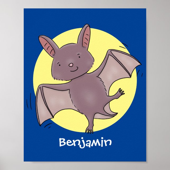 Poster Caricature de vol de chauve-souris (Devant)