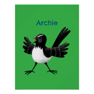 Poster Caricature de Willie Wagtail australienne personna