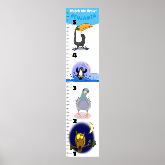 Poster Caricature d'oiseaux amusant mignon graphique de c (Devant)