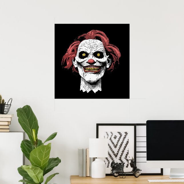 Poster Caricature effrayante clown horreur (Bureau à domicile)