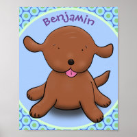 Caricature en bleu pour chien de chiot joyeux