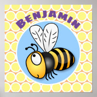 Caricature en jaune d'abeille volante mignonne