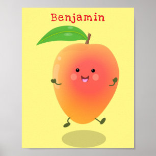 Poster Caricature jaune mangue mignonne