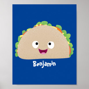 Poster Caricature joli sourire taco dessin animé