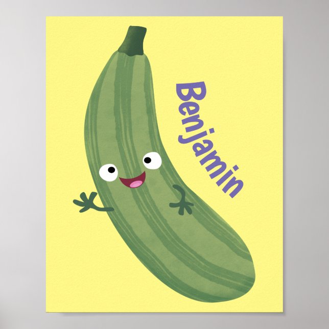 Poster Caricature joyeux de courgettes mignonnes (Devant)