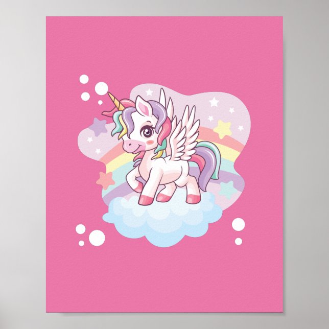 Poster Caricature mignonne licorne. (Devant)