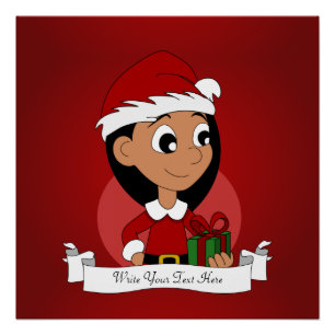 Poster Caricature pour fille de Noël