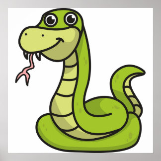 Poster Caricature serpent cadeau animal serpents vert