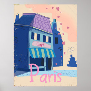 Poster Caricature vintage de Paris Street