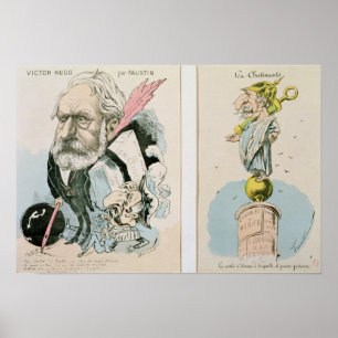 Poster Caricatures de Victor Hugo et de napoléon III