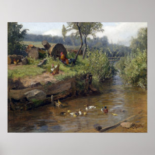 Poster Carl Jutz Duck Family au Weir
