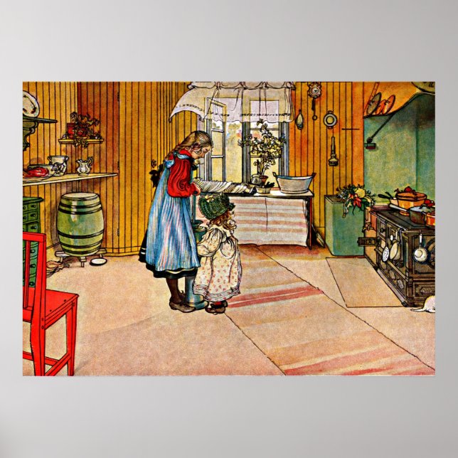 Poster Carl Larsson art : The Kitchen (Devant)