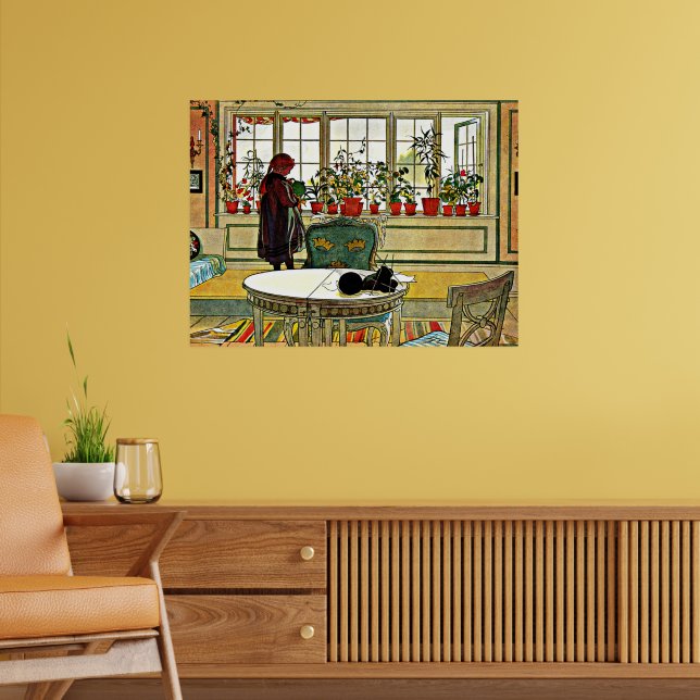 Poster Carl Larsson - Fleurs sur un rebord de fenêtre (Salon 2)