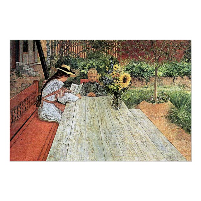Poster Carl Larsson - La première leçon (Devant)