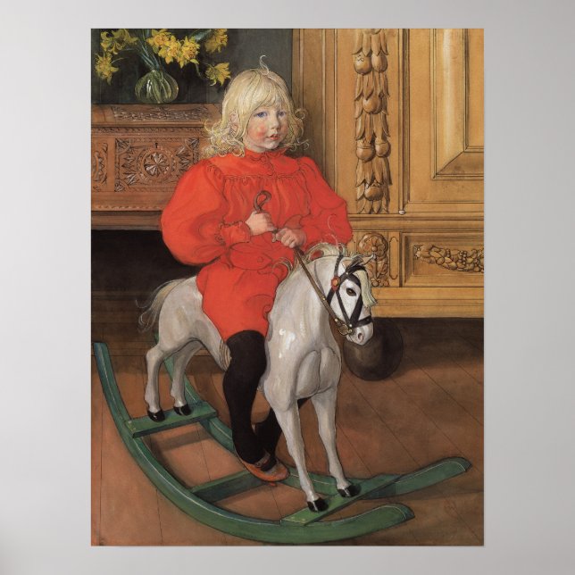 Poster Carl Larsson Murre Boy à cheval à bascule (Devant)