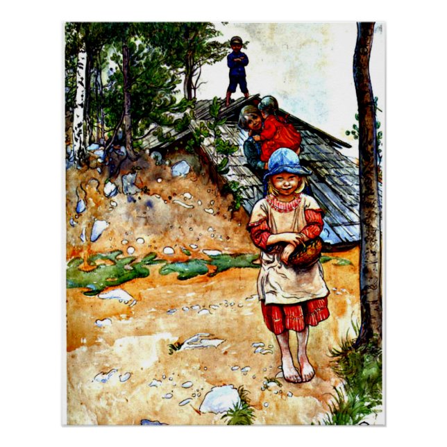 Poster Carl Larsson - Par la Cave (Devant)