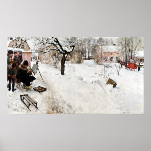 Poster Carl Larsson Peintre en plein air. Motif hiver