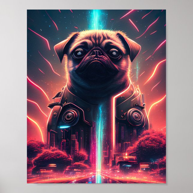Poster Carlin adorable en costume robotique futuriste (Devant)