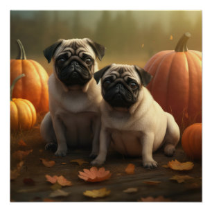 Poster Carlin Chiot Automne Citrouille de plaisir