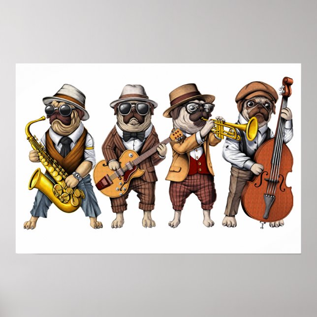 Poster Carlin Dog Jazz Musiciens (Devant)