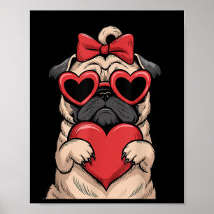 Poster Carlin mignon Sungles Coeurs Bow Valentines Jour C