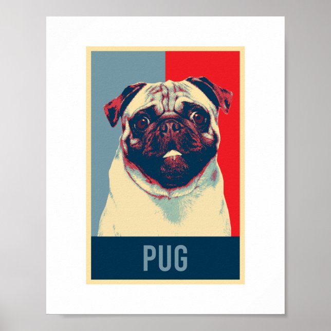 Poster Carlin néerlandais Bulldog Chien Portrait Pop Art (Devant)