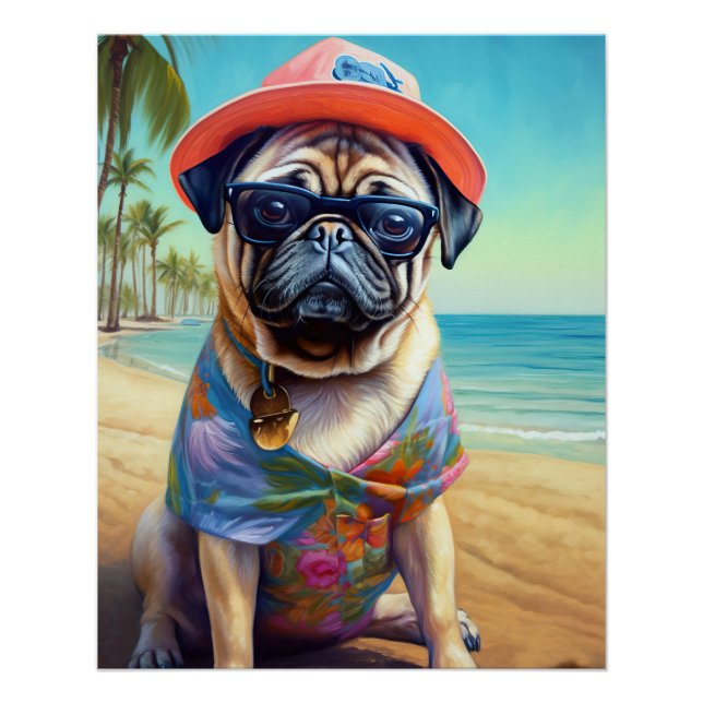 Poster Carlin sur la plage, cadeau d'été pour amoureux de (Devant)