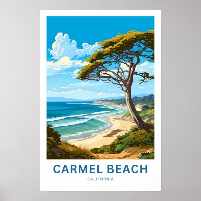Poster Carmel Beach California Travel Print (Devant)