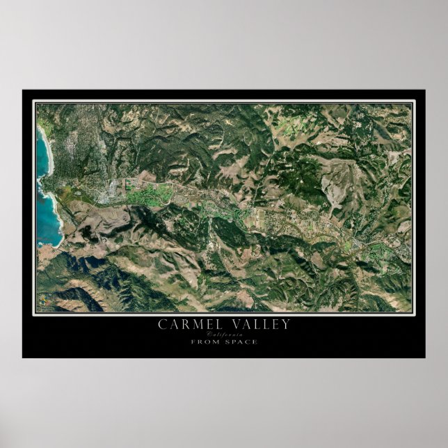 Poster Carmel Valley California Carte Satellite De L'Espa (Devant)
