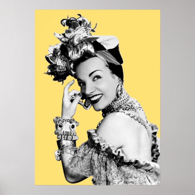 Poster Carmen Miranda Portrait Noir et Blanc Artwork de (Devant)