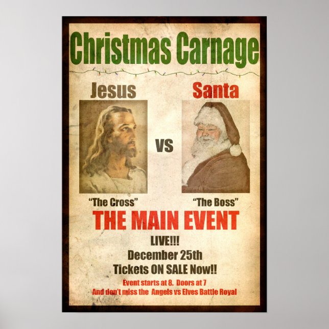 Poster Carnage de Noël Jésus contre Père Noël (Devant)