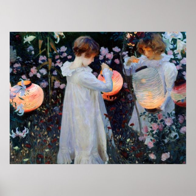 Poster Carnation de John Singer Sargent, Lily, Lily, Rose (Devant)