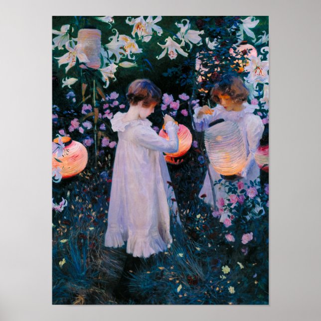 Poster Carnation, Lily, Lily, Rose de John Singer Sargent (Devant)