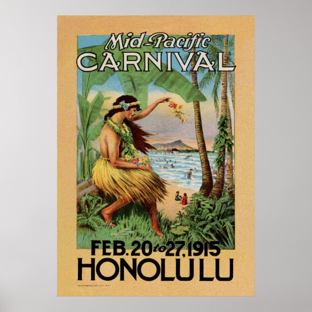 Poster Carnaval du Moyen-Pacifique - Honolulu - 1915 (Devant)