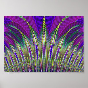 Poster Carnaval Mardi Gras Violet et Vert Fractal