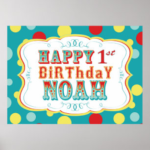 Poster Carnaval ou cirque Bannière d'anniversaire Noah