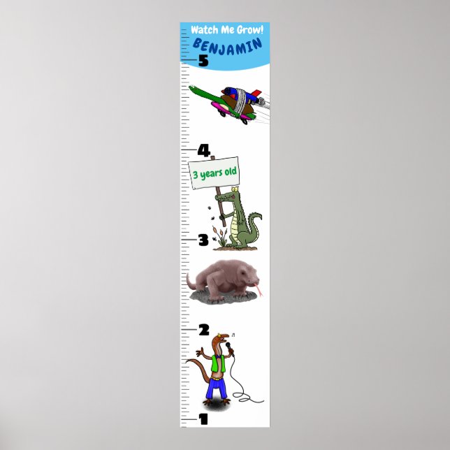 Poster Carnet de croissance des animaux de reptiles drôle (Devant)