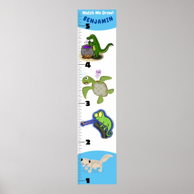 Poster Carnet de croissance des animaux de reptiles drôle (Devant)