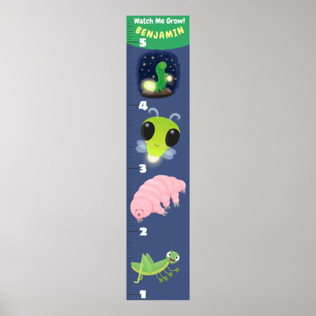 Poster Carnet de croissance des insectes amusants (Devant)