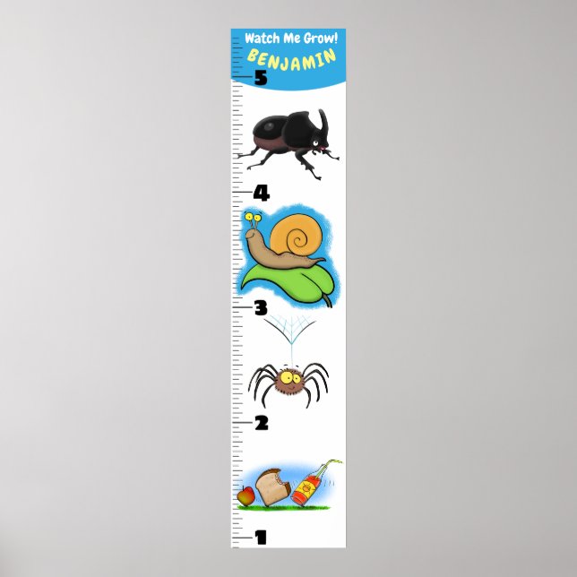 Poster Carnet de croissance des insectes amusants (Devant)