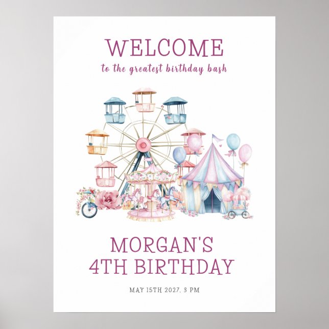 Poster Carnival mignon Anniversaire Budget Bienvenue (Devant)