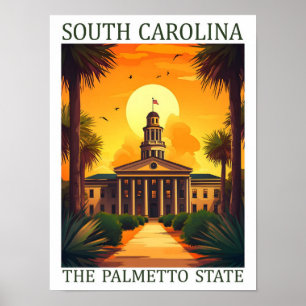 Poster Caroline du Sud Palmetto State USA Travel Place