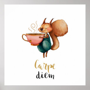 Poster Carpe Diem Whimsical Squirrel