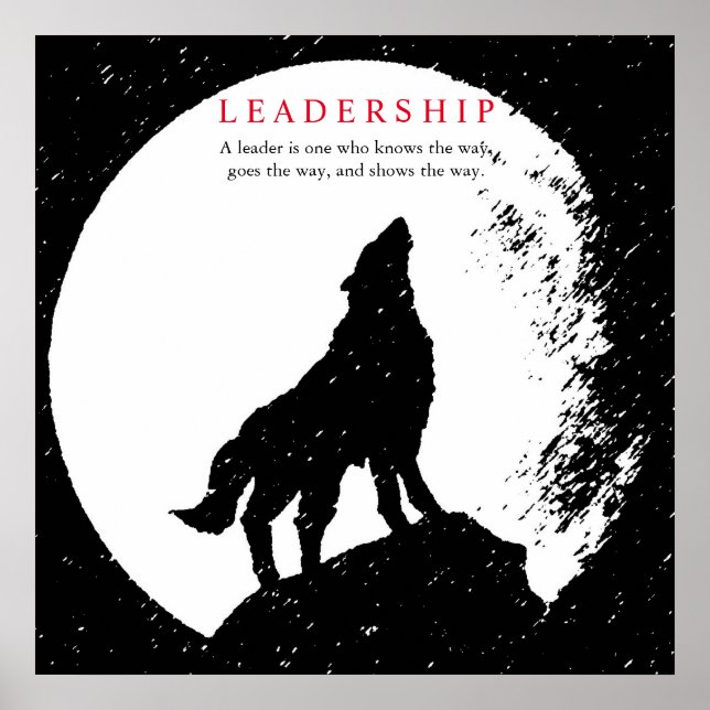Poster Carré Black White Inspiration Leadership Wolf (Devant)