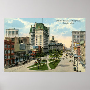 Poster Carré de Cadillac, Detroit Michigan, cru 1915