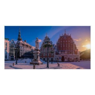Poster Carré de la mairie de Riga en hiver