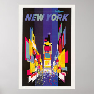 Poster Carré du New York Times de nuit abstrait