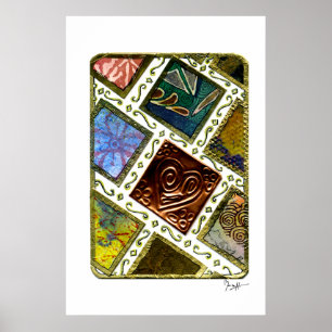 Poster Carré Motif Différentes techniques Coeur de cuivre