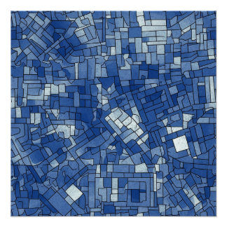 Poster Carreaux bleus semi-brillants