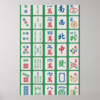 Carreaux de Mahjong sur vert